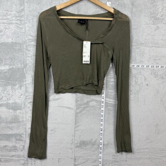 NWT Urban Outfitters Out From Under Olive Long Sleeve Cutout Crop Top Sz M Y2K - Picture 1 of 9